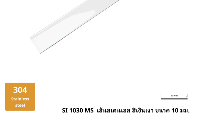 32. เส้นสเตนเลส สีเงินเงา ขนาด 10 มม. SI 1030 MS