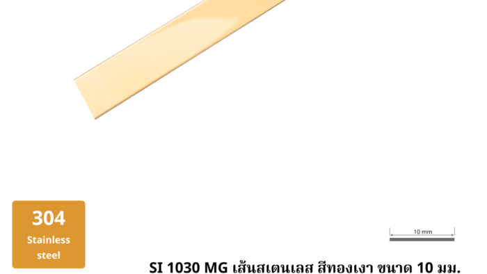 33. เส้นสเตนเลส สีทองเงา ขนาด 10 มม.SI 1030 MG