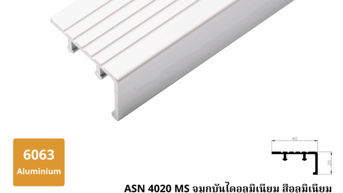 1. ASN 4020 MS จมูกบันไดอลูมิเนียม สีอลูมิเนียม