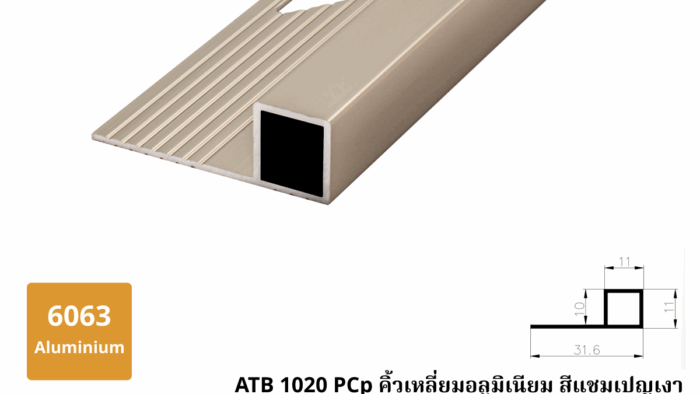 ATB 1020 PCp คิ้วเหลี่ยมอลูมิเนียม สีแชมเปญเงา