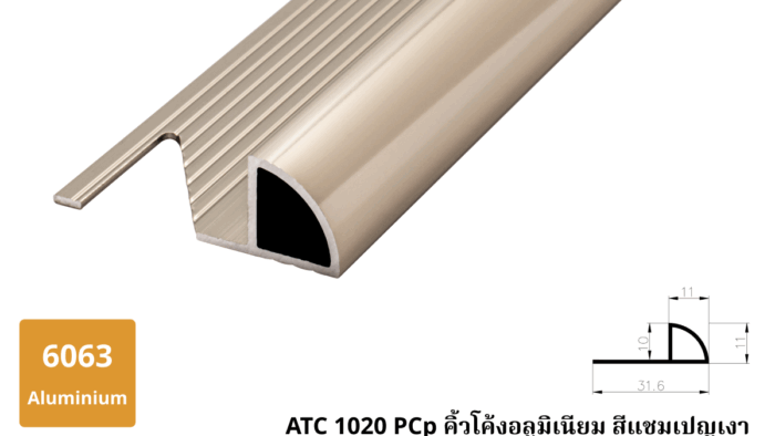 ATC 1020 PCp คิ้วโค้งอลูมิเนียม สีแชมเปญเงา