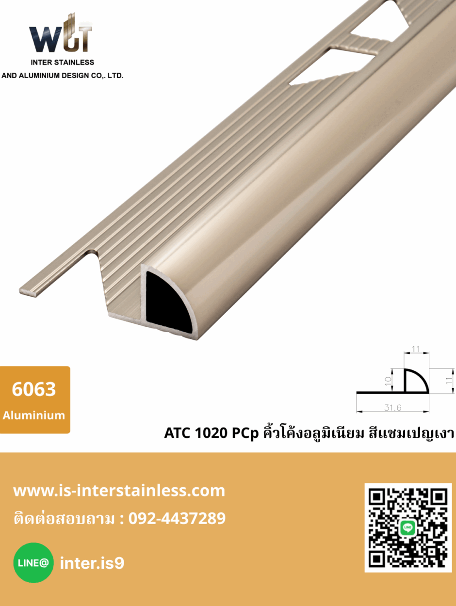 ATC 1020 PCp คิ้วโค้งอลูมิเนียม สีแชมเปญเงา