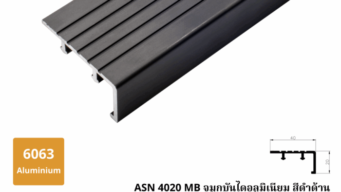 4. ASN 4020 MB จมูกบันไดอลูมิเนียม สีดำด้าน