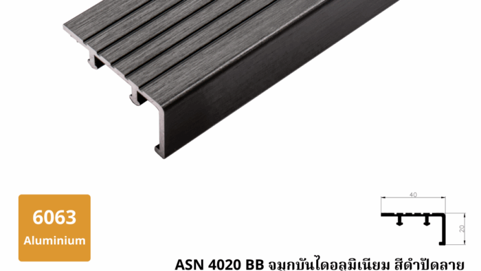 5. ASN 4020 BB จมูกบันไดอลูมิเนียม สีดำปัดลาย