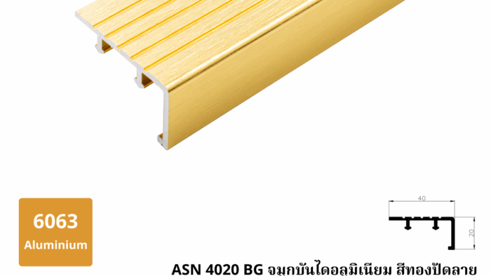 ASN 4020 BG จมูกบันไดอลูมิเนียม สีทองปัดลาย